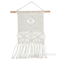 grey and white macrame wall hanging